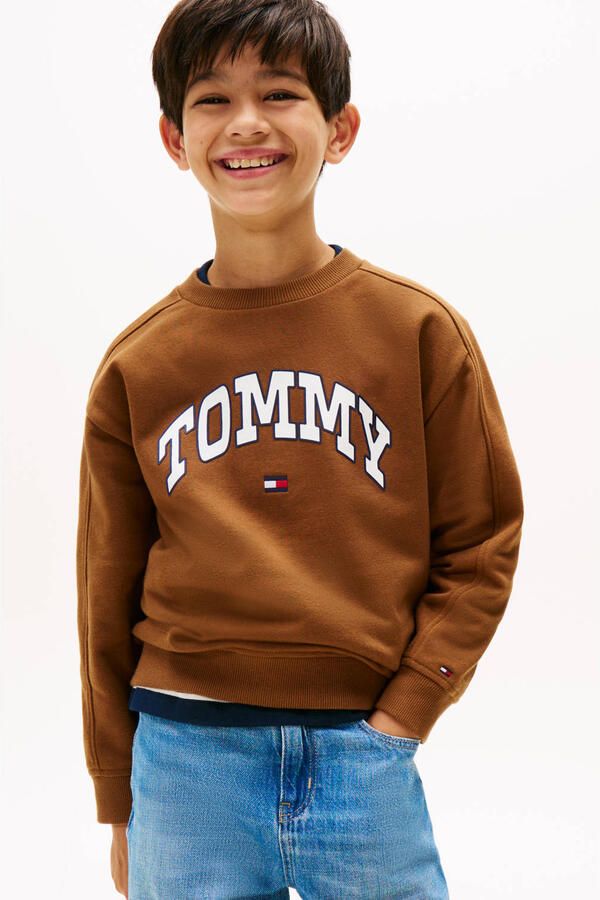 TOMMY HILFIGER Jongens Truien & Vesten Varsity Raised Print Sweatshirt Bruin - Foto 4