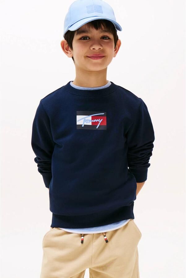 Tommy Hilfiger Sweatshirt TOMMY SCRIPT FLAG SWEATSHIRT voor kinderen tot 16 jaar vlag-logo-print