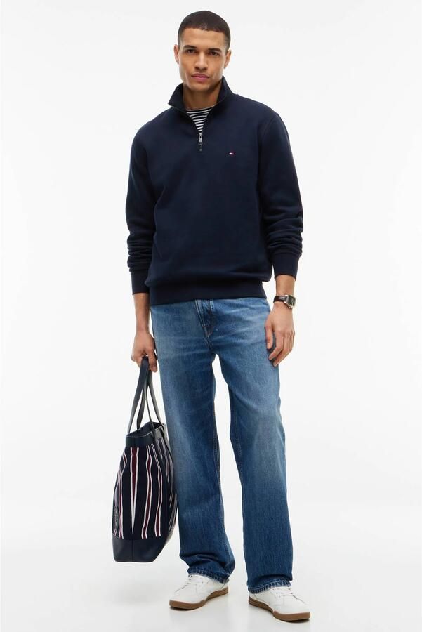 TOMMY HILFIGER Heren Truien & Vesten Essential Fleece 1 4 Zip Donkerblauw