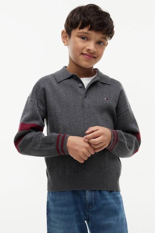 Tommy Hilfiger sweater grijs Effen | Sweater van - Foto 2