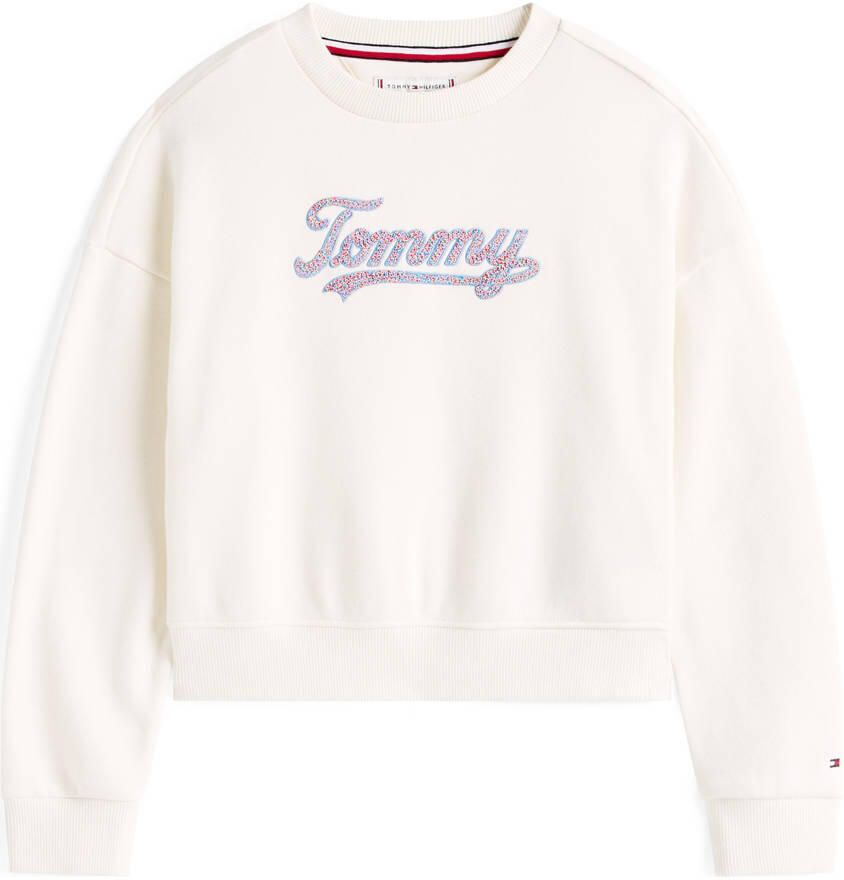 Tommy Hilfiger Sweatshirt TOMMY SCRIPT SEQUIN SWEATSHIRT voor kinderen tot 16 jaar logo-opschrift met kleurrijke pailletten