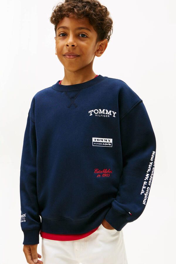 Tommy Hilfiger sweater met backprint donkerblauw - Foto 3