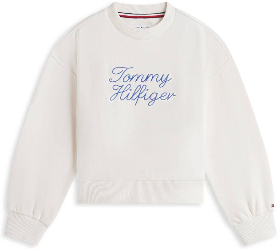 Tommy Hilfiger sweater met borduursels en tekst wit