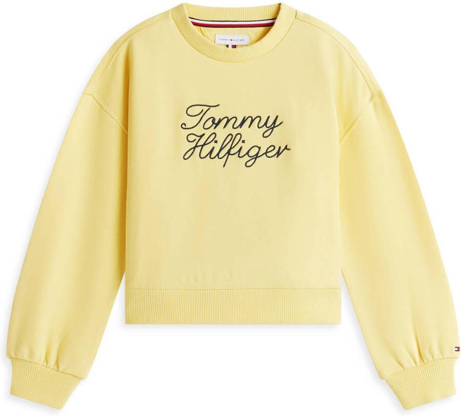 Tommy Hilfiger sweater met borduursels en tekstopdruk geel
