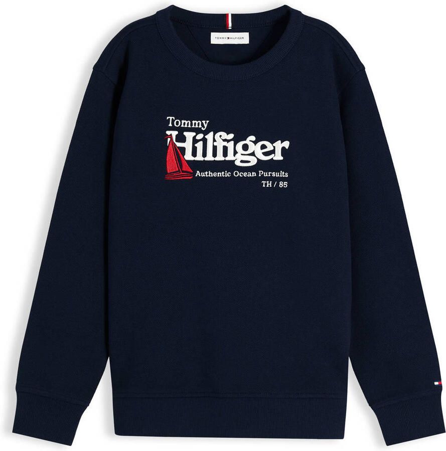 Tommy Hilfiger sweater met logo donkerblauw