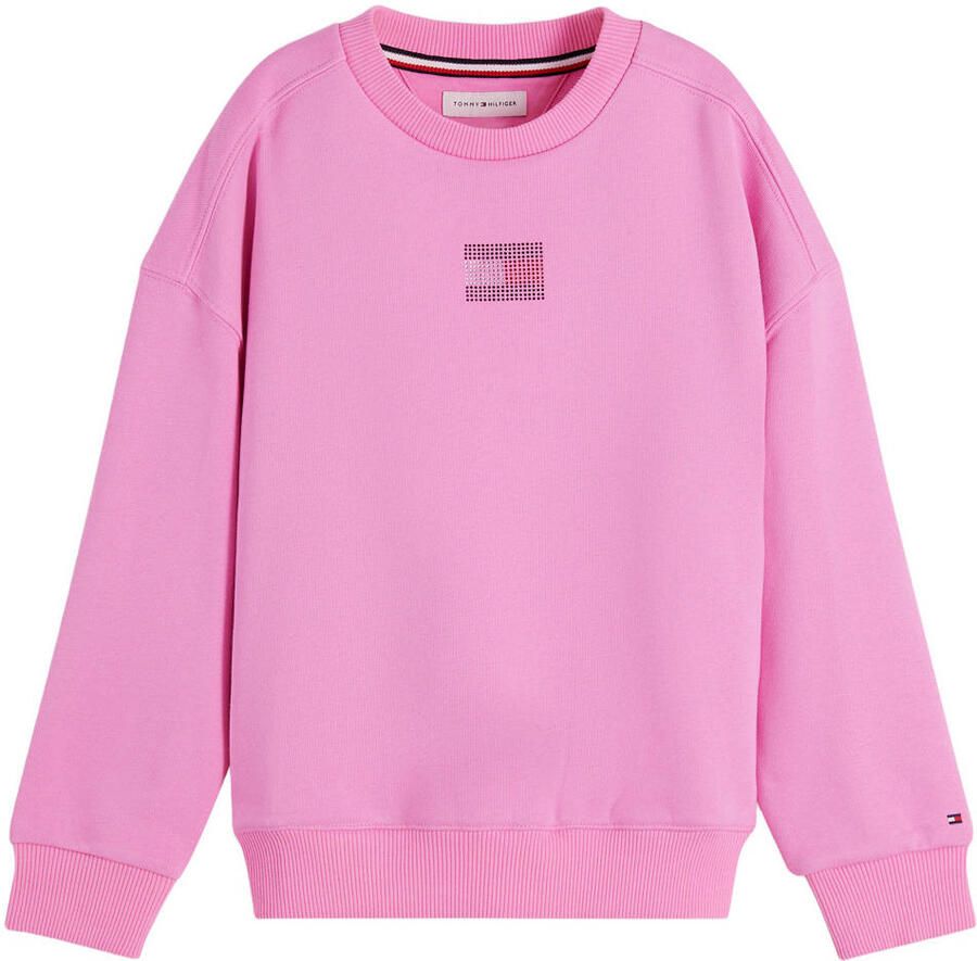 Tommy Hilfiger sweater met print en strass-steentjes roze