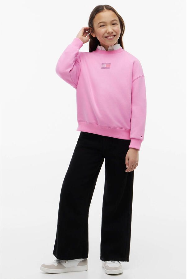 Tommy Hilfiger sweater met print en strass-steentjes roze - Foto 2