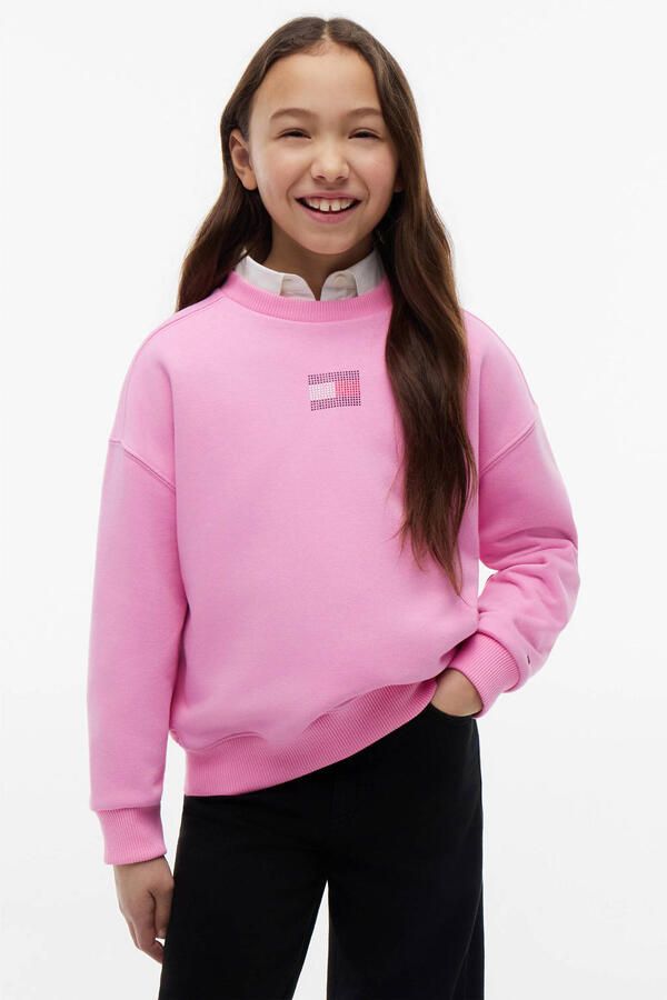 Tommy Hilfiger sweater met print en strass-steentjes roze - Foto 3