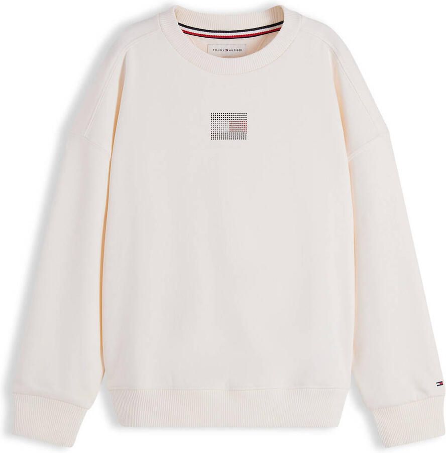 Tommy Hilfiger sweater met print en strass-steentjes wit