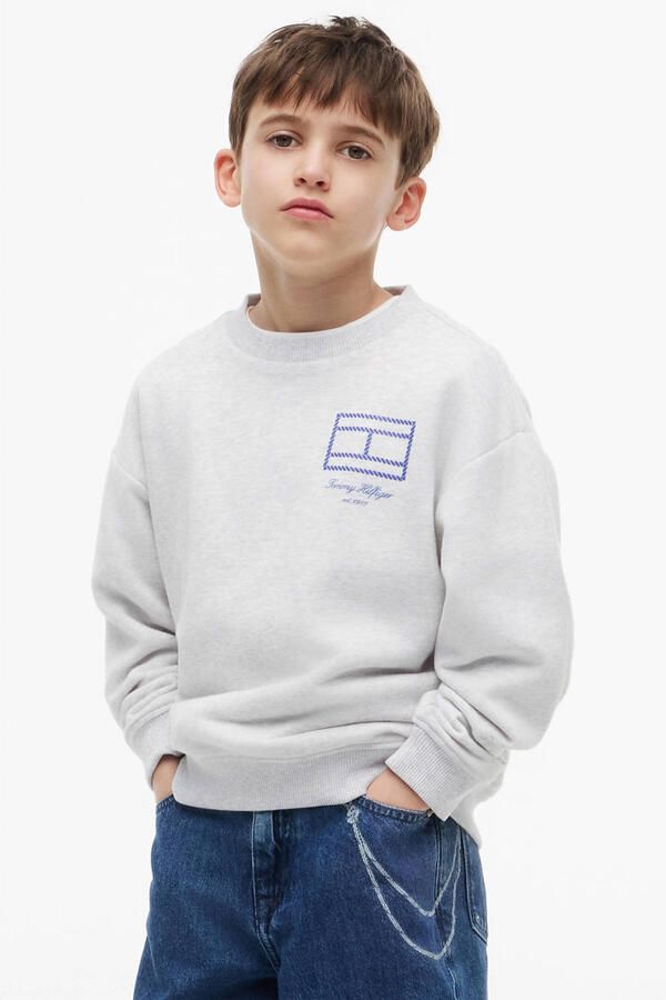 Tommy Hilfiger sweater met print lichtgrijs - Foto 3