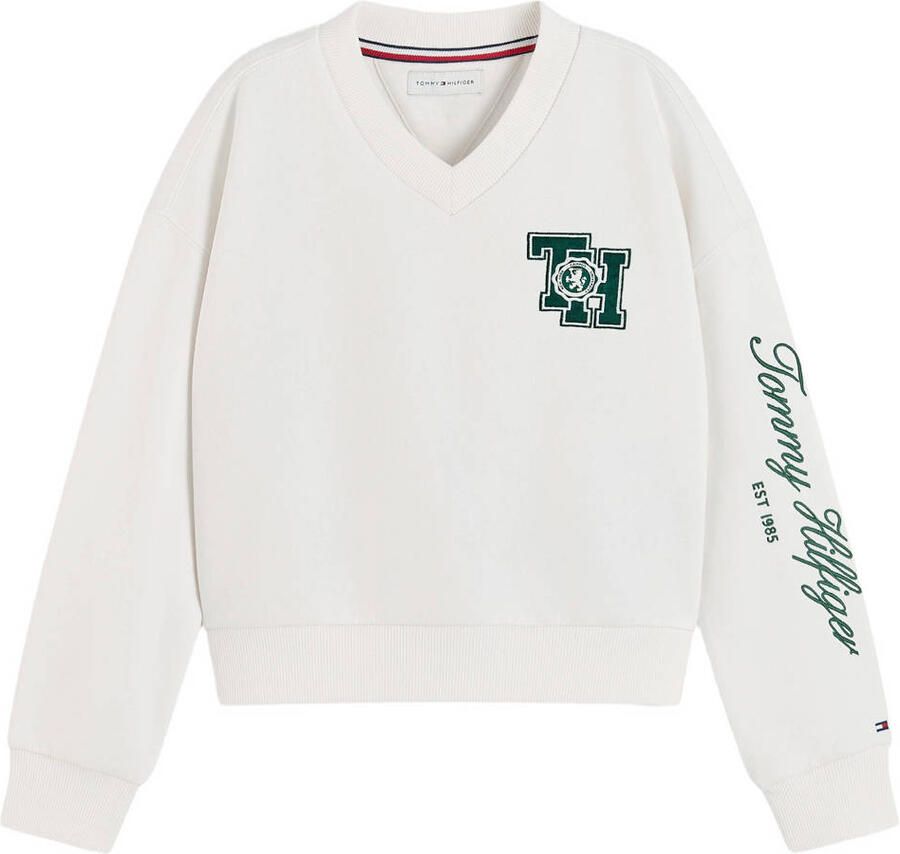 Tommy Hilfiger sweater met tekst offwhite
