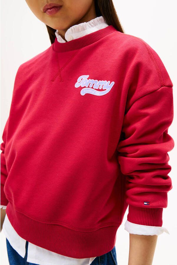 Tommy Hilfiger sweater rood Meisjes Katoen Ronde hals Logo - Foto 2