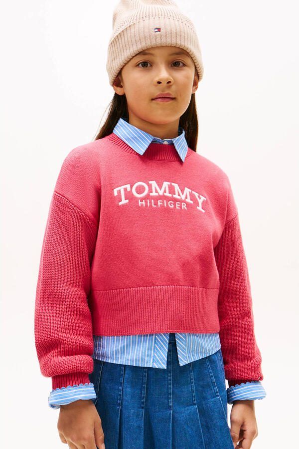 Tommy Hilfiger Teens Loose fit gebreide pullover van puur katoen - Foto 2
