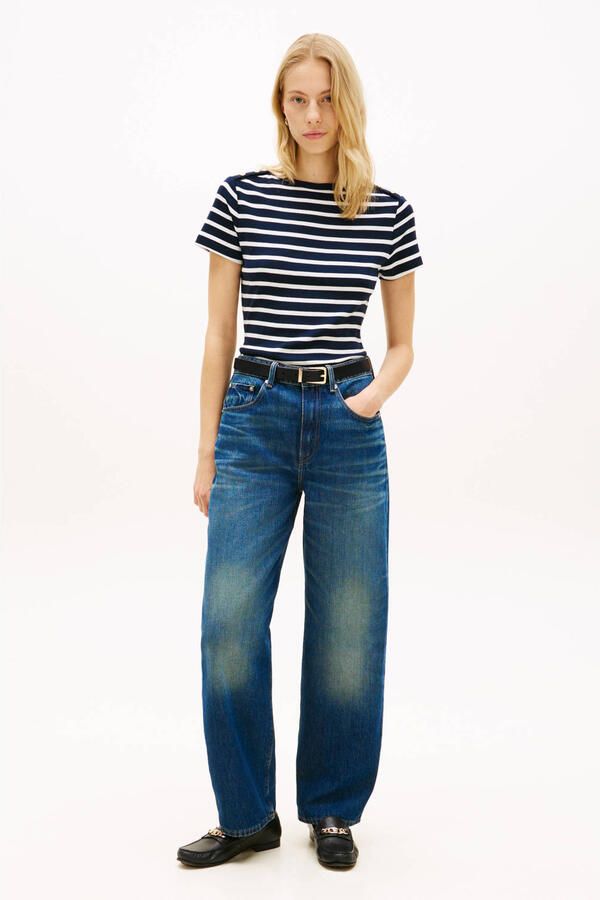 TOMMY HILFIGER Dames Tops & T-shirts Gold Button Slim Ss Tee Multi - Foto 6