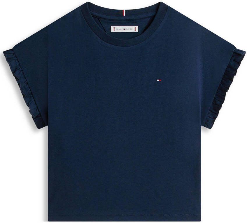 Tommy Hilfiger Teens relaxed fit T-shirt van katoenmix met ruchedetails
