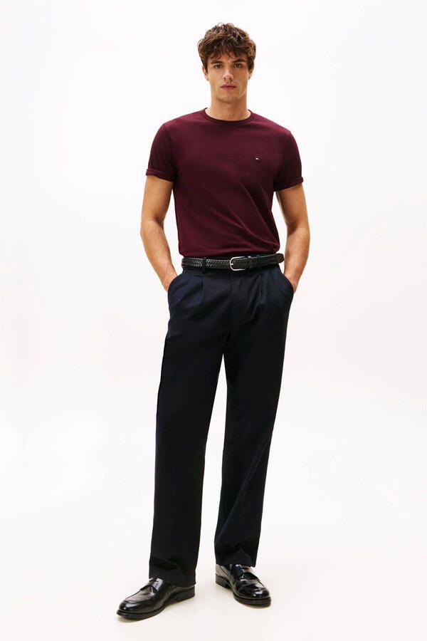 Tommy Hilfiger T-shirt ESSENTIAL REG FIT SOLID TEE met borduursel en ronde hals