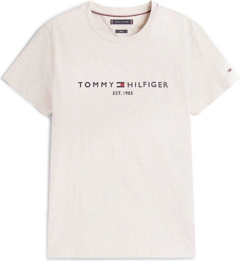 Tommy Hilfiger T-shirt Korte Mouw Slim Logo Embroidery T-Shirt Heathered Oatmilk - Foto 5