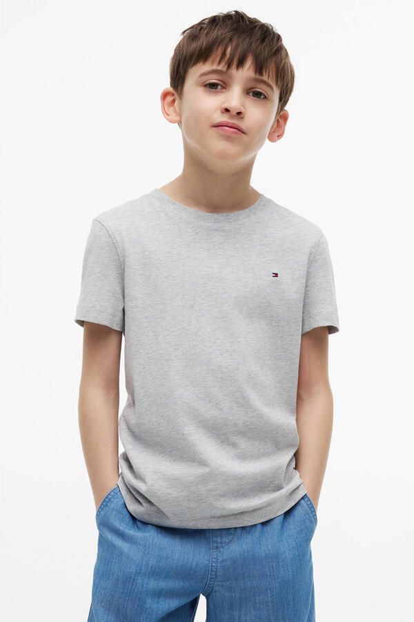 Tommy Hilfiger T-shirt grijs melange Katoen Ronde hals Melée 104 - Foto 3