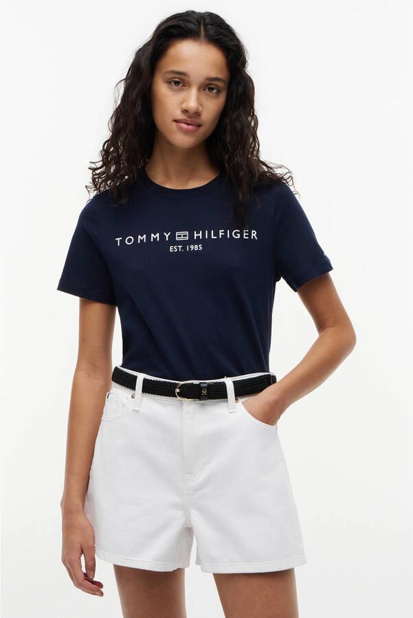 Tommy Hilfiger Shirt met korte mouwen REG CORP LOGO C-NK met logo en borduursel