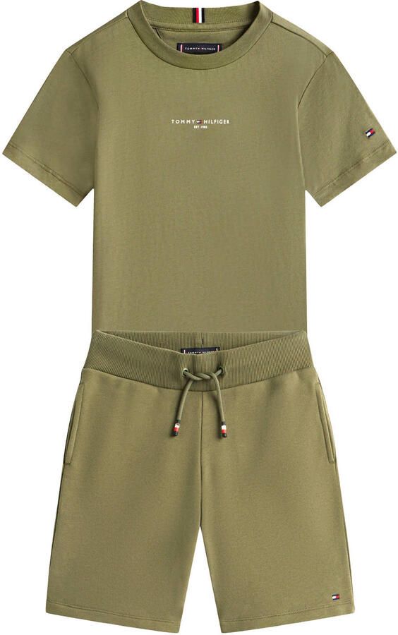 Tommy Hilfiger T-shirt + korte broek army groen