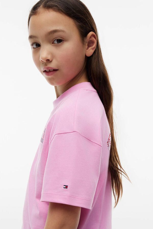 Tommy Hilfiger T-shirt met backprint roze - Foto 3