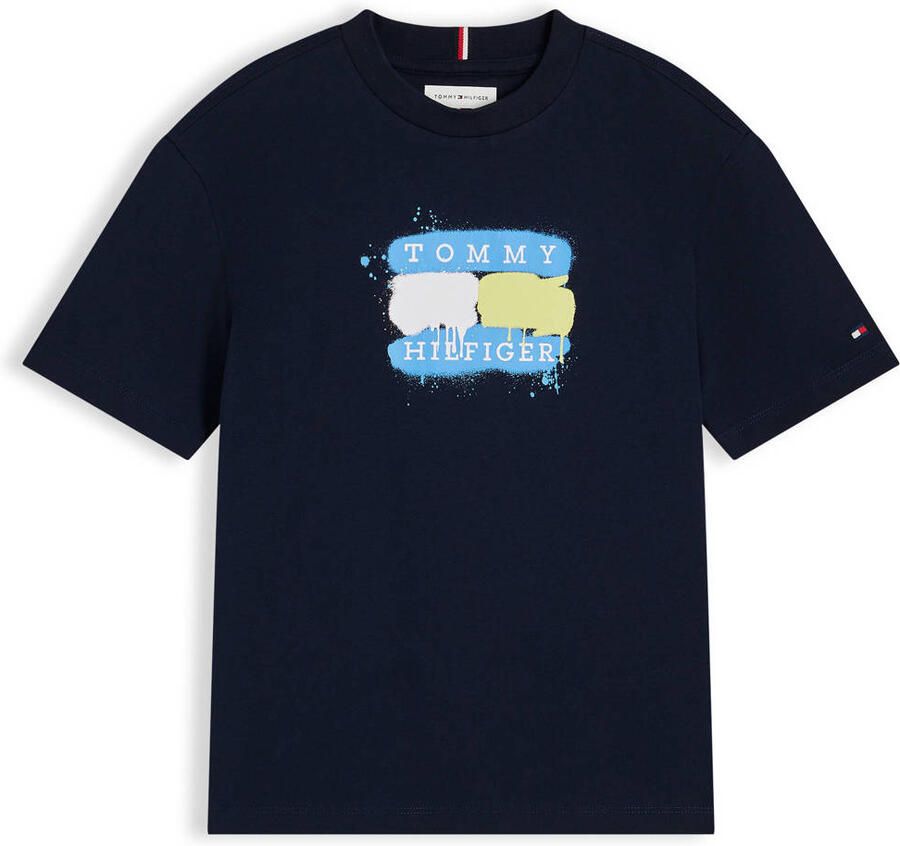 Tommy Hilfiger T-shirt met logo donkerblauw