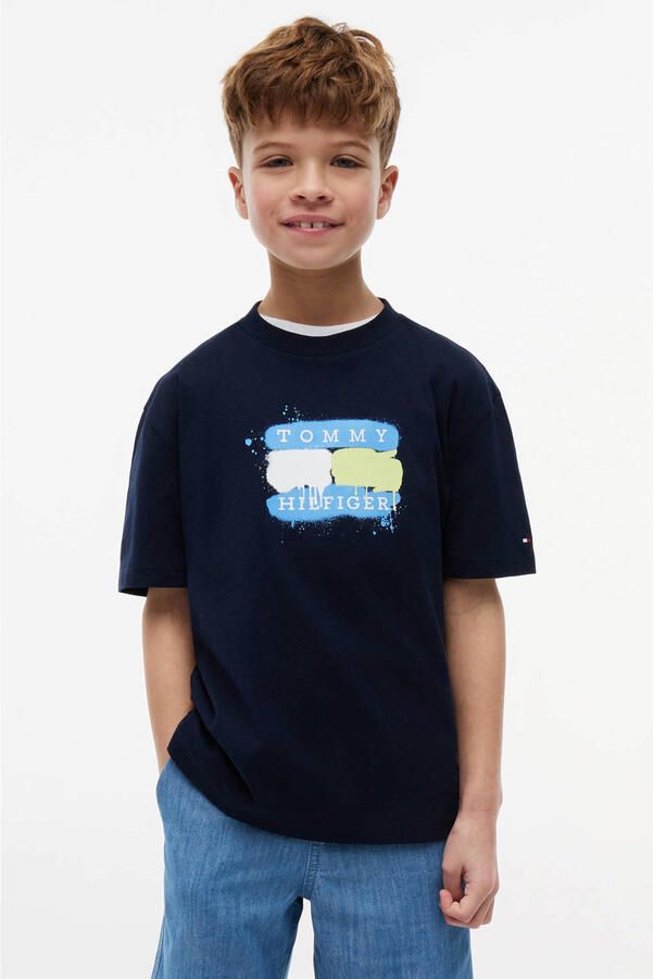 Tommy Hilfiger T-shirt met logo donkerblauw - Foto 2