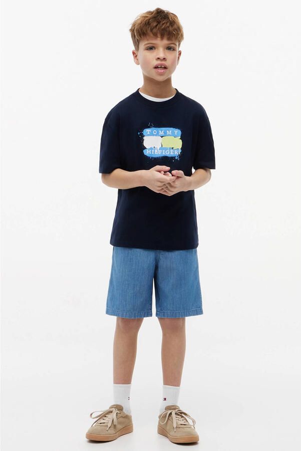 Tommy Hilfiger T-shirt met logo donkerblauw - Foto 3