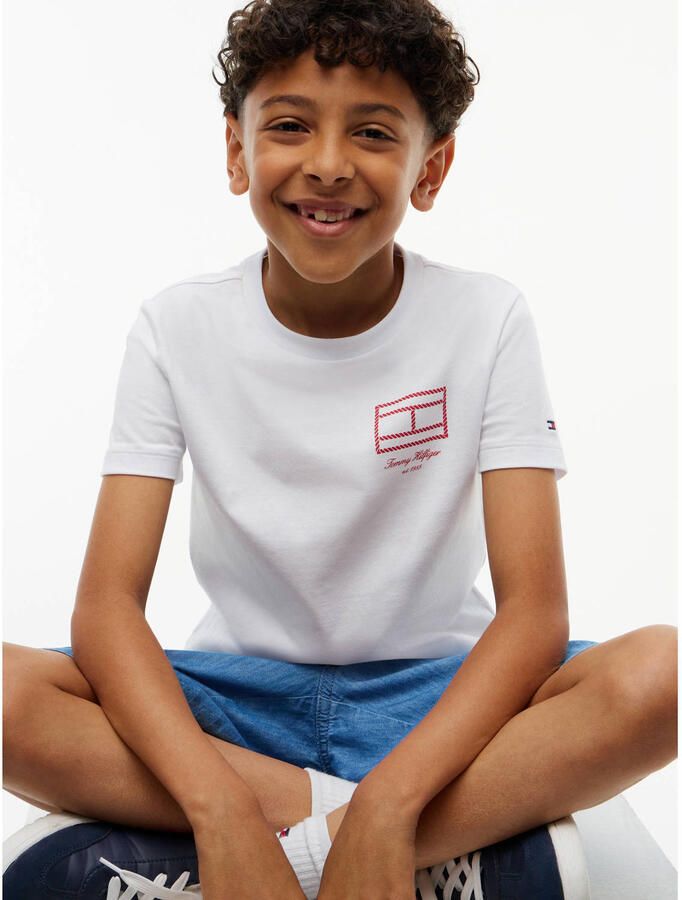 Tommy Hilfiger T-shirt met print wit Jongens Katoen Ronde hals Printopdruk - Foto 2