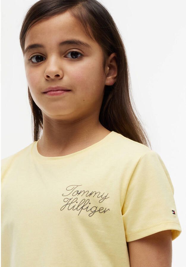 Tommy Hilfiger t-shirt met tekst geel Meisjes Katoen Ronde hals Tekst - Foto 2