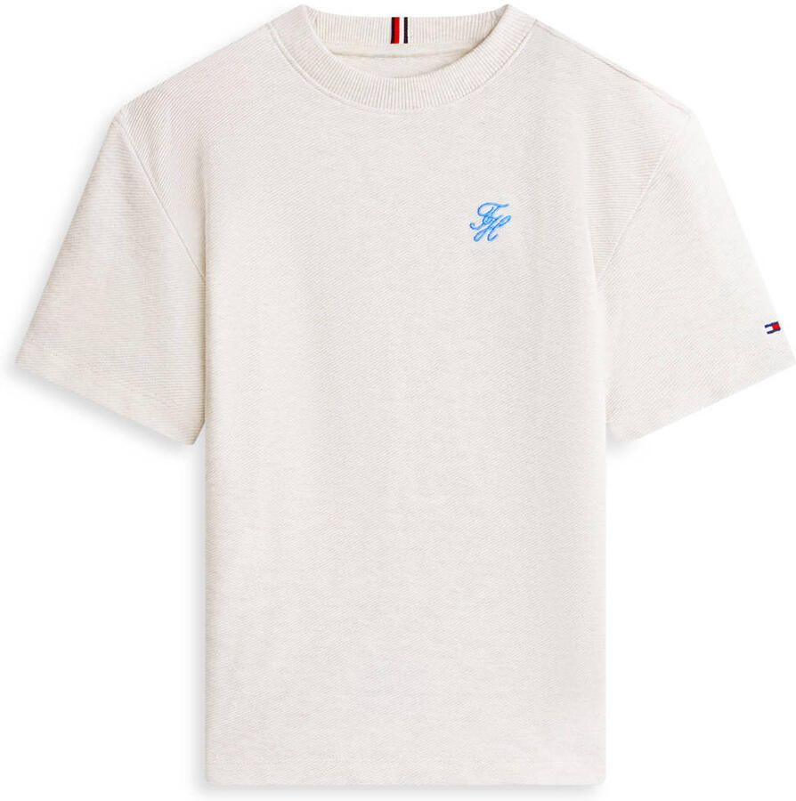TOMMY HILFIGER Polo's & T-shirts Th Script Jersey Twill T-shirt Lichtgrijs - Foto 3