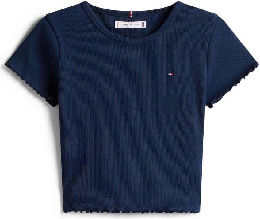 Tommy Hilfiger T-shirt ESSENTIAL RIB TOP met babylockranden en borduursel