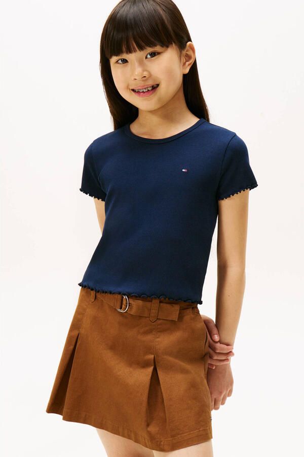 Tommy Hilfiger T-shirt ESSENTIAL RIB TOP met babylockranden en borduursel - Foto 2