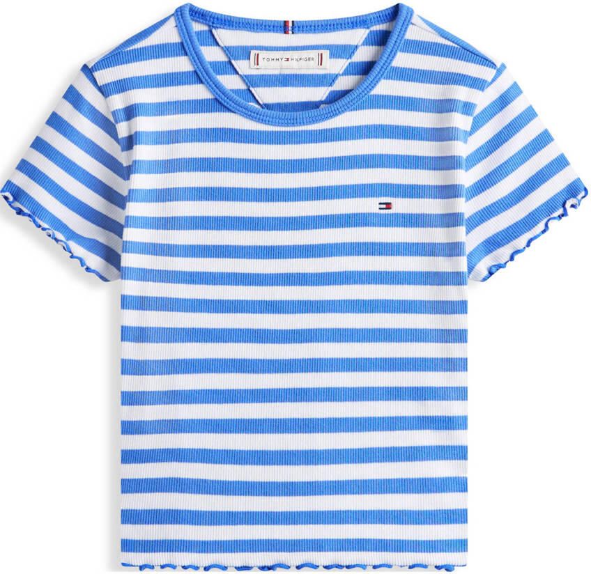 Tommy Hilfiger T-shirt rib gebreid hemelsblauw wit