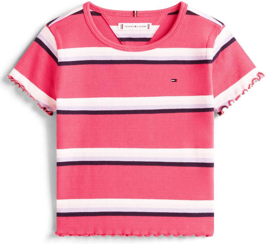 Tommy Hilfiger T-shirt rib gebreid roze wit