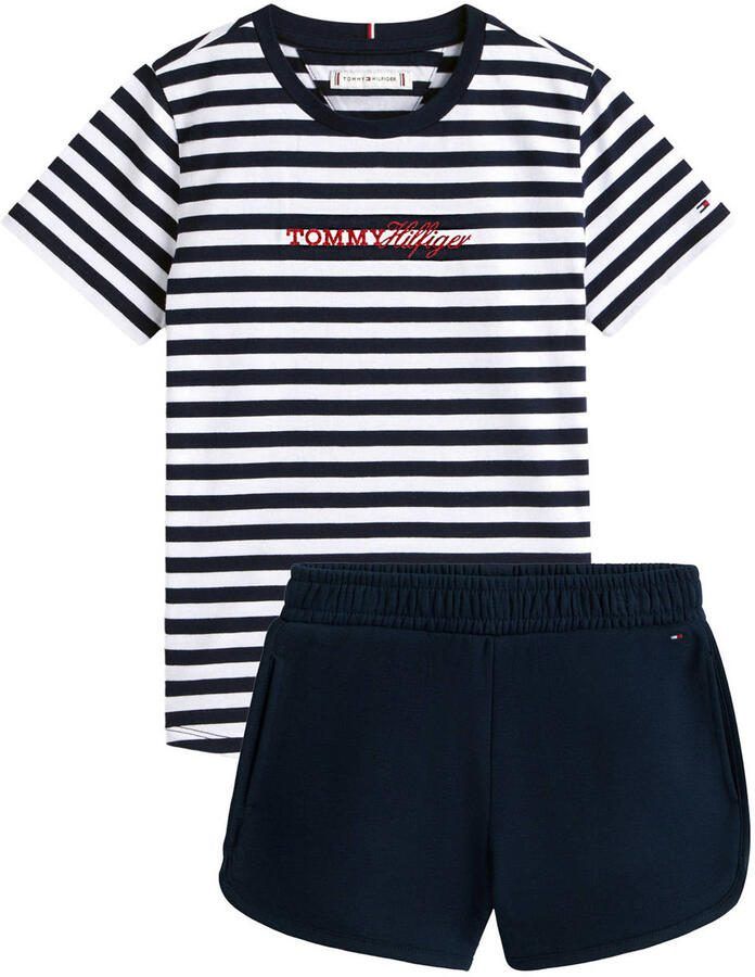 Tommy Hilfiger T-shirt + sweatshort donkerblauw wit