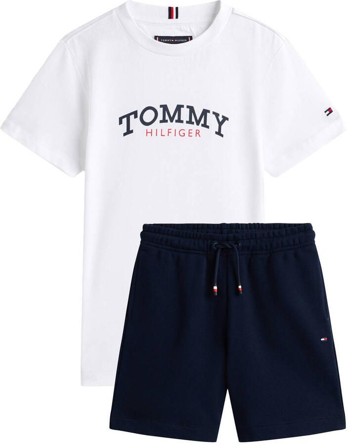 Tommy Hilfiger T-shirt + sweatshort wit donkerblauw