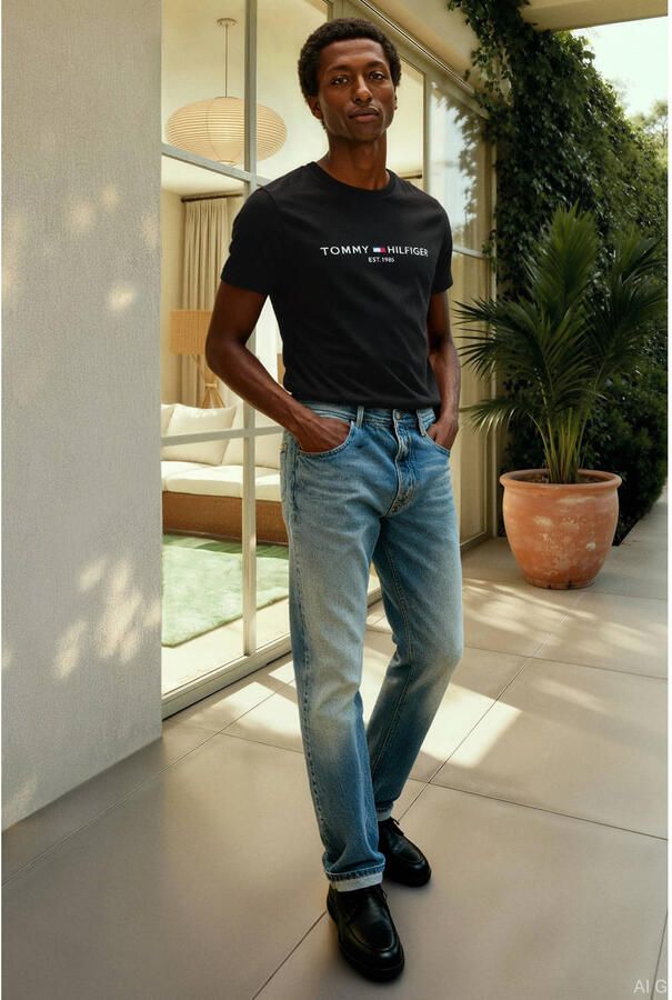 Tommy Hilfiger Zwart Print T-shirt Mannen Herfst Winter Black Heren - Foto 5