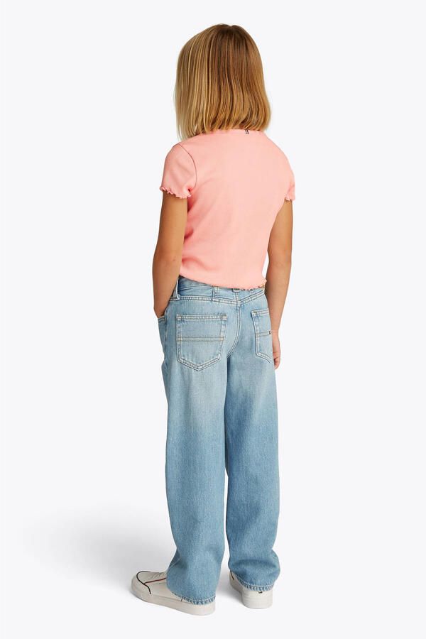 Tommy Hilfiger T-shirt ESSENTIAL RIB TOP met babylockranden en borduursel