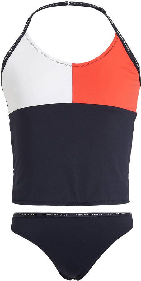 Tommy Hilfiger tankini donkerblauw rood wit Bikini Meisjes Polyamide Meerkleurig 140 152 - Foto 3