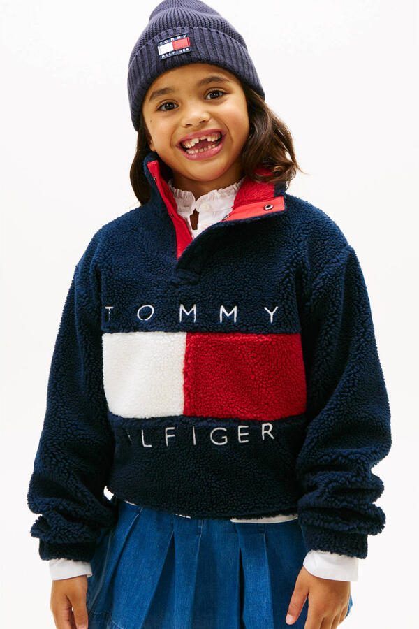 Tommy Hilfiger teddy fleecetrui donkerblauw - Foto 2