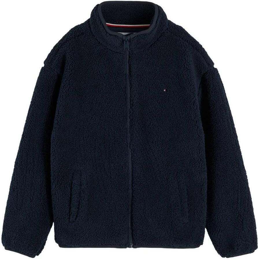 Tommy Hilfiger teddy fleecevest met logo donkerblauw Backprint