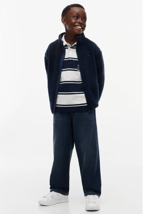 Tommy Hilfiger teddy fleecevest met logo donkerblauw Backprint - Foto 3