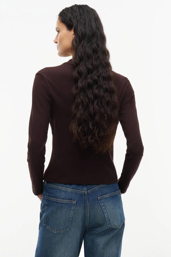 TOMMY HILFIGER Dames Truien & Vesten Slim Cody Mock-nk Ls Tee Bruin - Foto 3