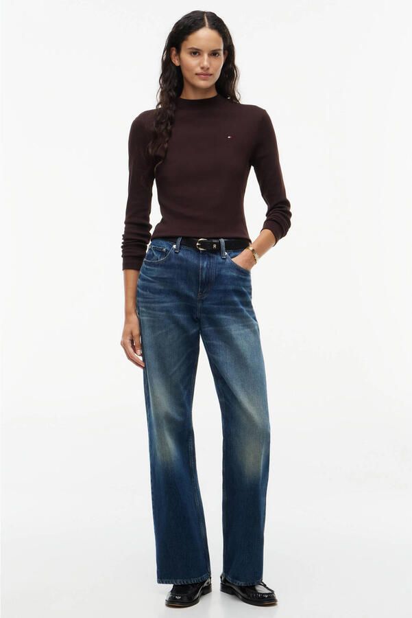 TOMMY HILFIGER Dames Truien & Vesten Slim Cody Mock-nk Ls Tee Bruin - Foto 2