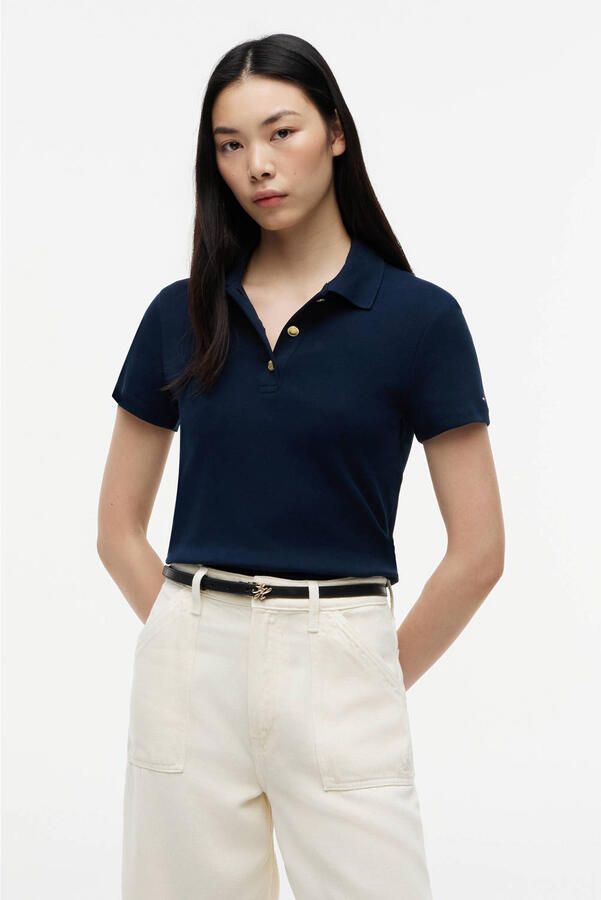 TOMMY HILFIGER Dames Tops & T-shirts Gold Button Slim Donkerblauw - Foto 7