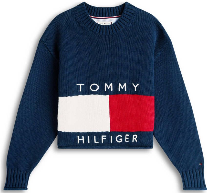 Tommy Hilfiger trui donkerblauw gebreid - Foto 2
