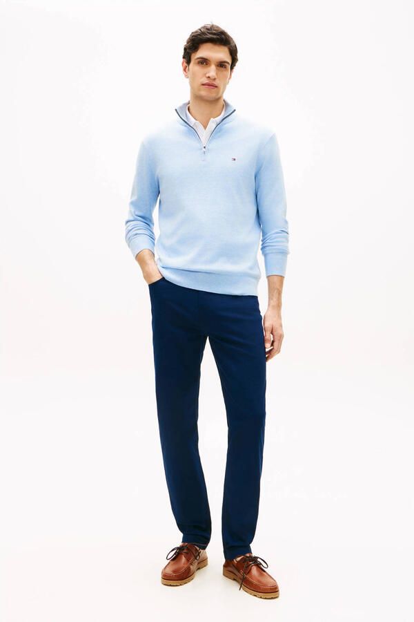 TOMMY HILFIGER Heren Truien & Vesten Essential Cotton Zip Mock Lichtblauw - Foto 7