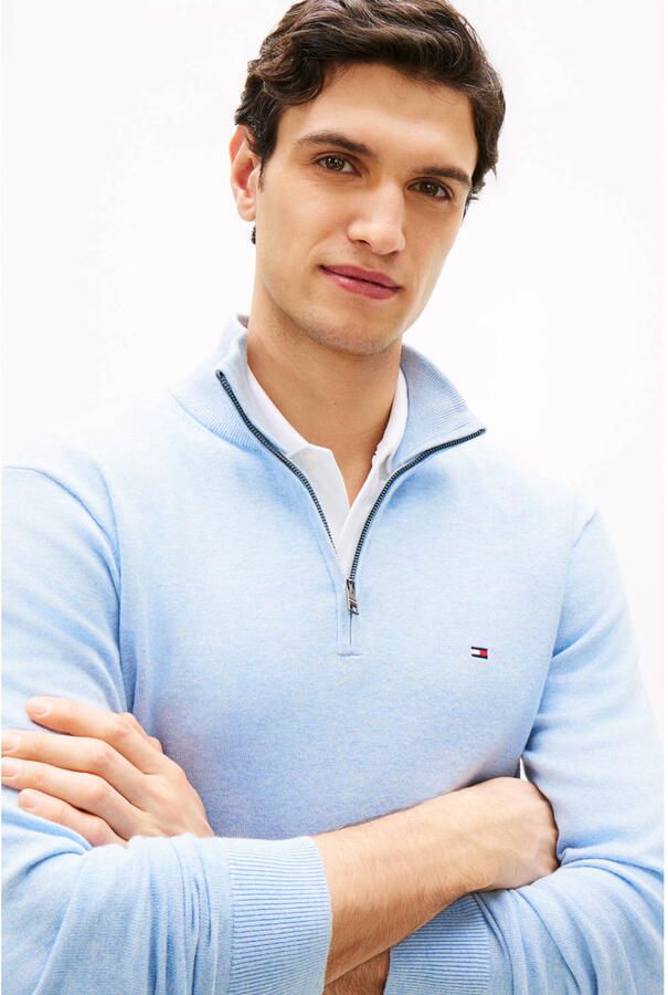 TOMMY HILFIGER Heren Truien & Vesten Essential Cotton Zip Mock Lichtblauw - Foto 6