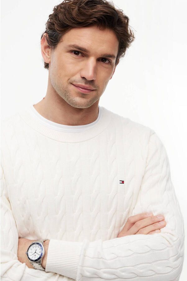 Tommy Hilfiger Gebreide trui CLASSIC CABLE CREW NECK met structuurbreisel en vlaglabel